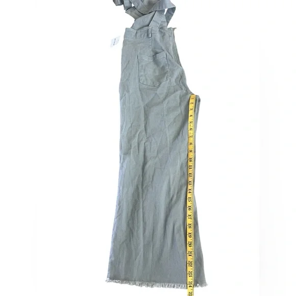 Distressed Wide Leg Denim Overalls Gray Size L Trendy Casual - Picture 5 of 7